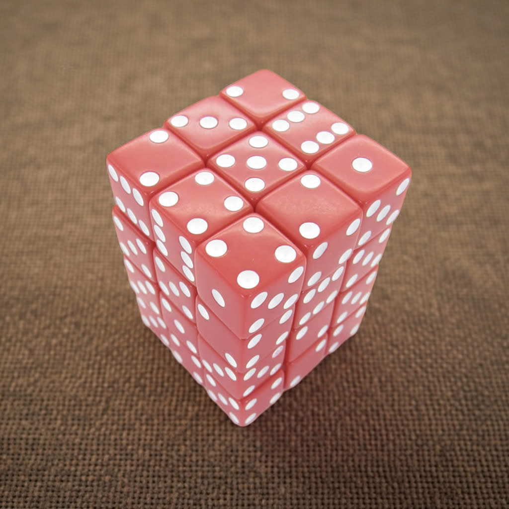 KOP01834 Red Opaque Squared Corner Dice with White Pips D6 12mm (1/2in) Pack of 36 Dice