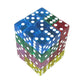 KOP01851 Assorted Transparent Squared Corner Dice with Pips D6 12mm (1/2in) Pack of 36 Dice