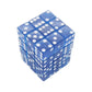 KOP01852 Blue Transparent Squared Corner Dice with White Pips D6 12mm (1/2in) Pack of 36 Dice Koplow Games