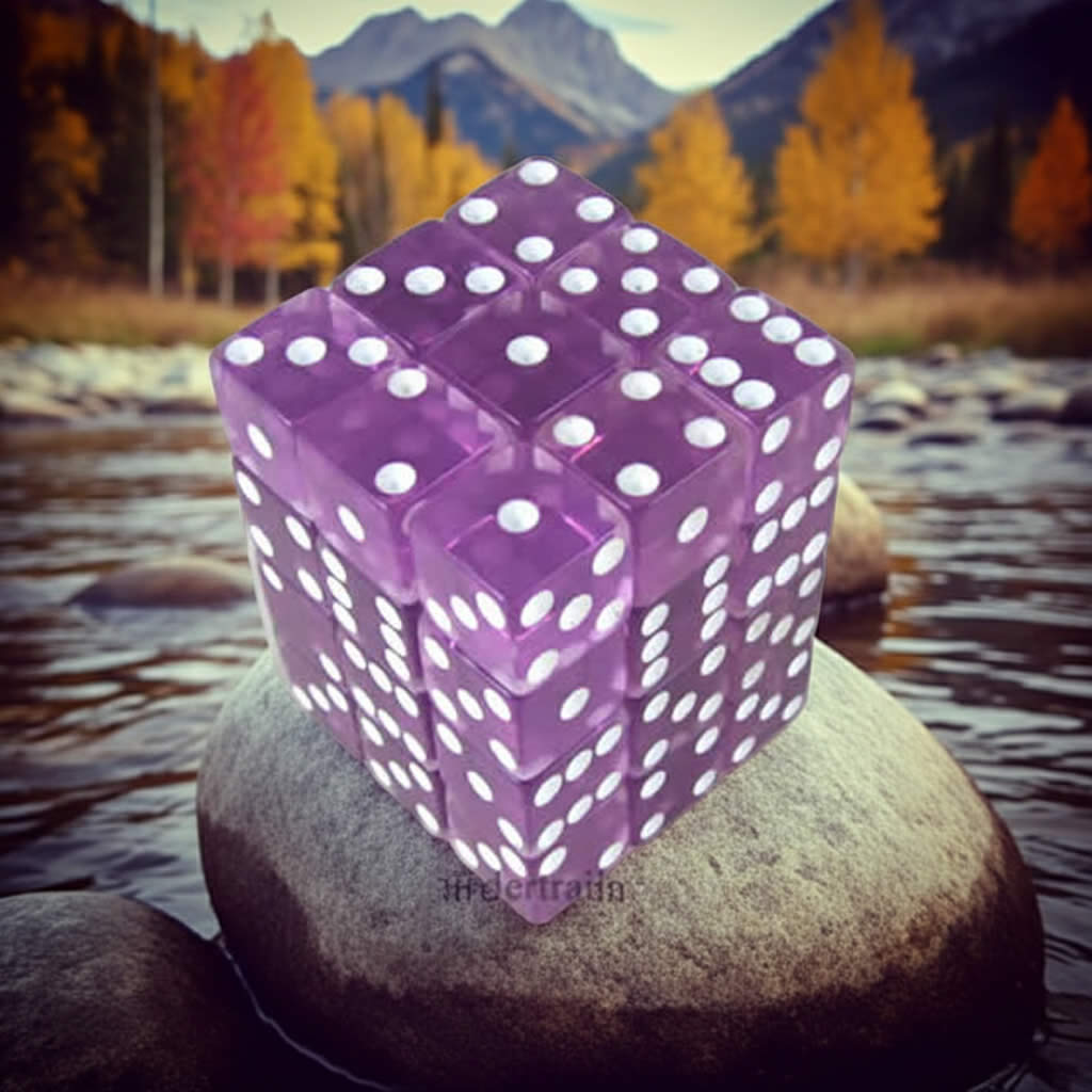 KOP01854 Orchid Transparent Squared Corner Dice with White Pips D6 12mm (1/2in) Pack of 36 Dice