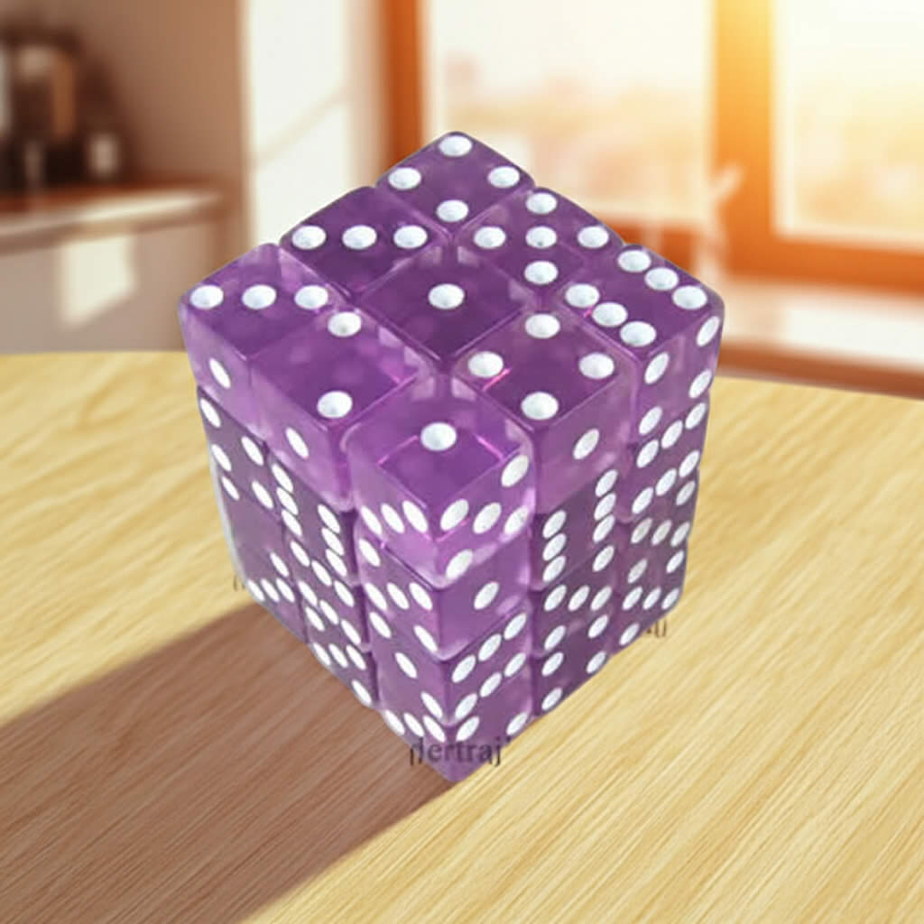 KOP01854 Orchid Transparent Squared Corner Dice with White Pips D6 12mm (1/2in) Pack of 36 Dice