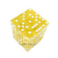 KOP01856 Yellow Transparent Squared Corner Dice with White Pips D6 12mm (1/2in) Pack of 36 Dice