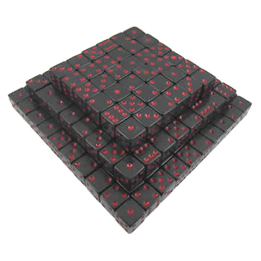 KOP01977 Black Opaque Dice with Red Pips D6 16mm (5/8in) Bulk Pack of 200 Dice