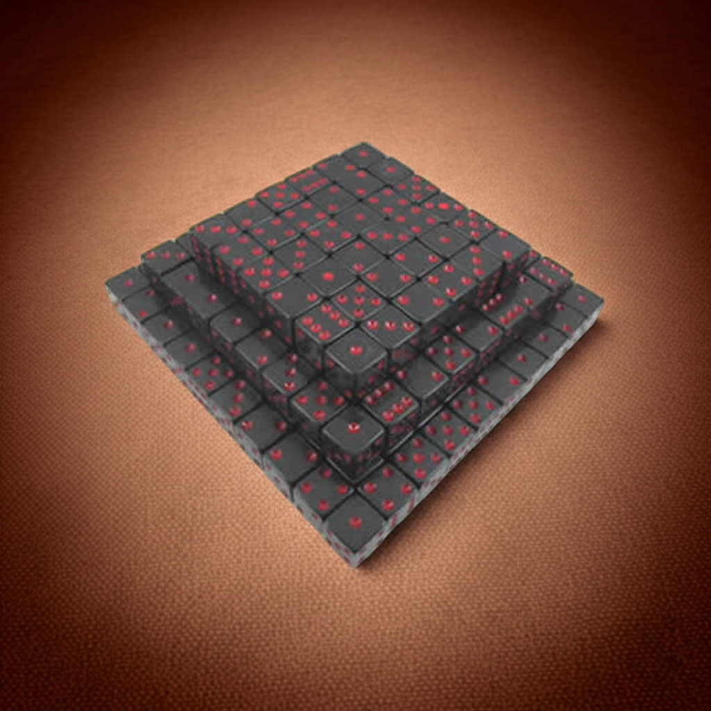 KOP01977 Black Opaque Dice with Red Pips D6 16mm (5/8in) Bulk Pack of 200 Dice