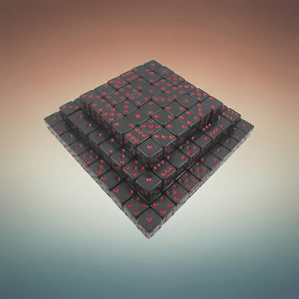 KOP01977 Black Opaque Dice with Red Pips D6 16mm (5/8in) Bulk Pack of 200 Dice