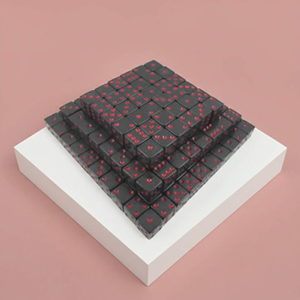 KOP01977 Black Opaque Dice with Red Pips D6 16mm (5/8in) Bulk Pack of 200 Dice