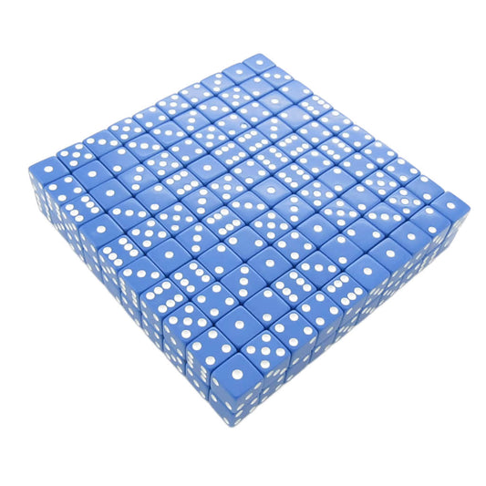 KOP01980 Blue Opaque Dice with White Pips D6 16mm (5/8in) Bulk Pack of 200 Dice