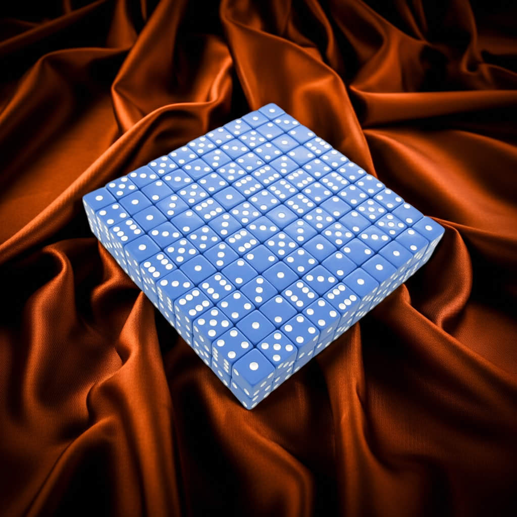 KOP01980 Blue Opaque Dice with White Pips D6 16mm (5/8in) Bulk Pack of 200 Dice