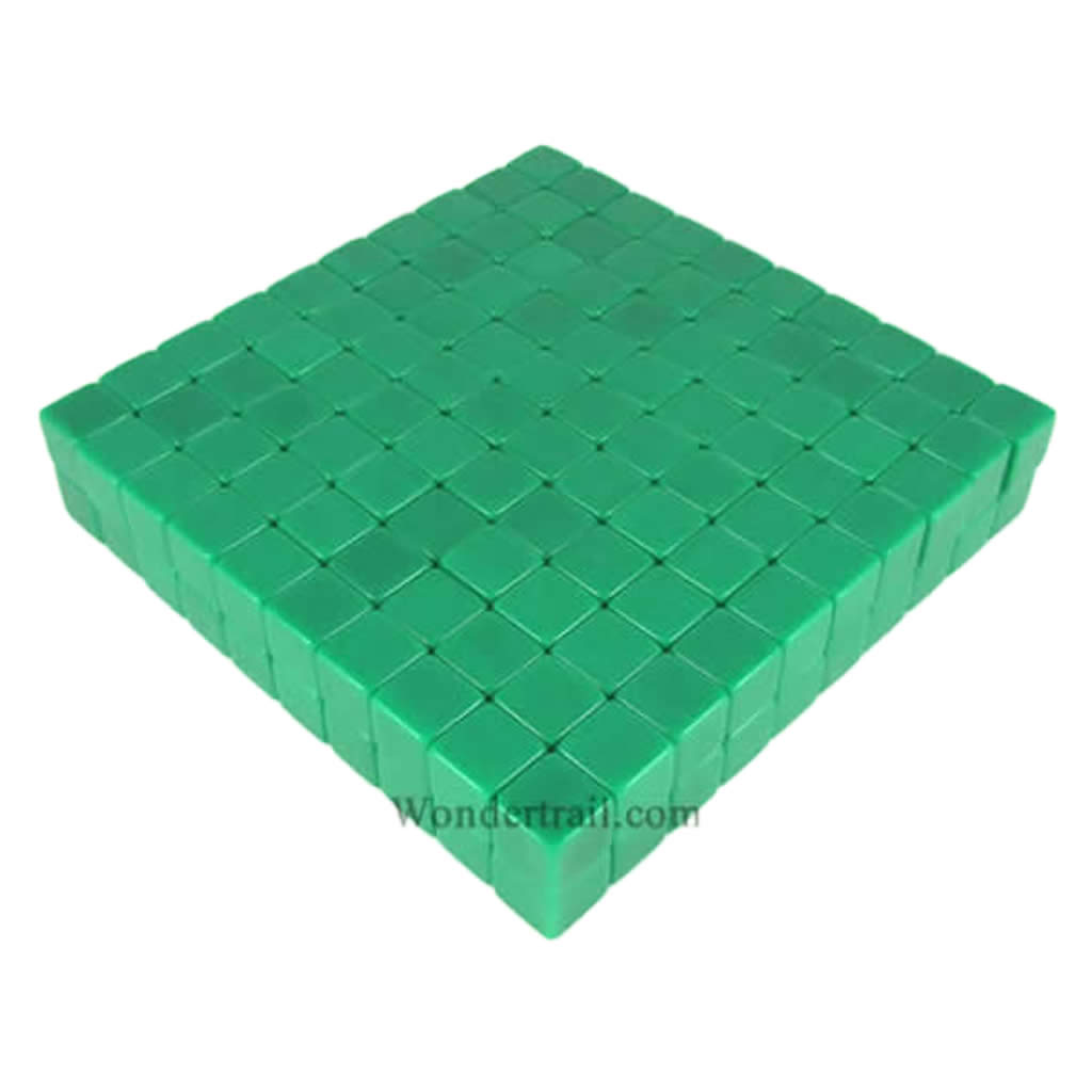 KOP01981 Green Blank Opaque Dice Counting Cubes D6 16mm (5/8in) Bulk Pack of 200 Cubes