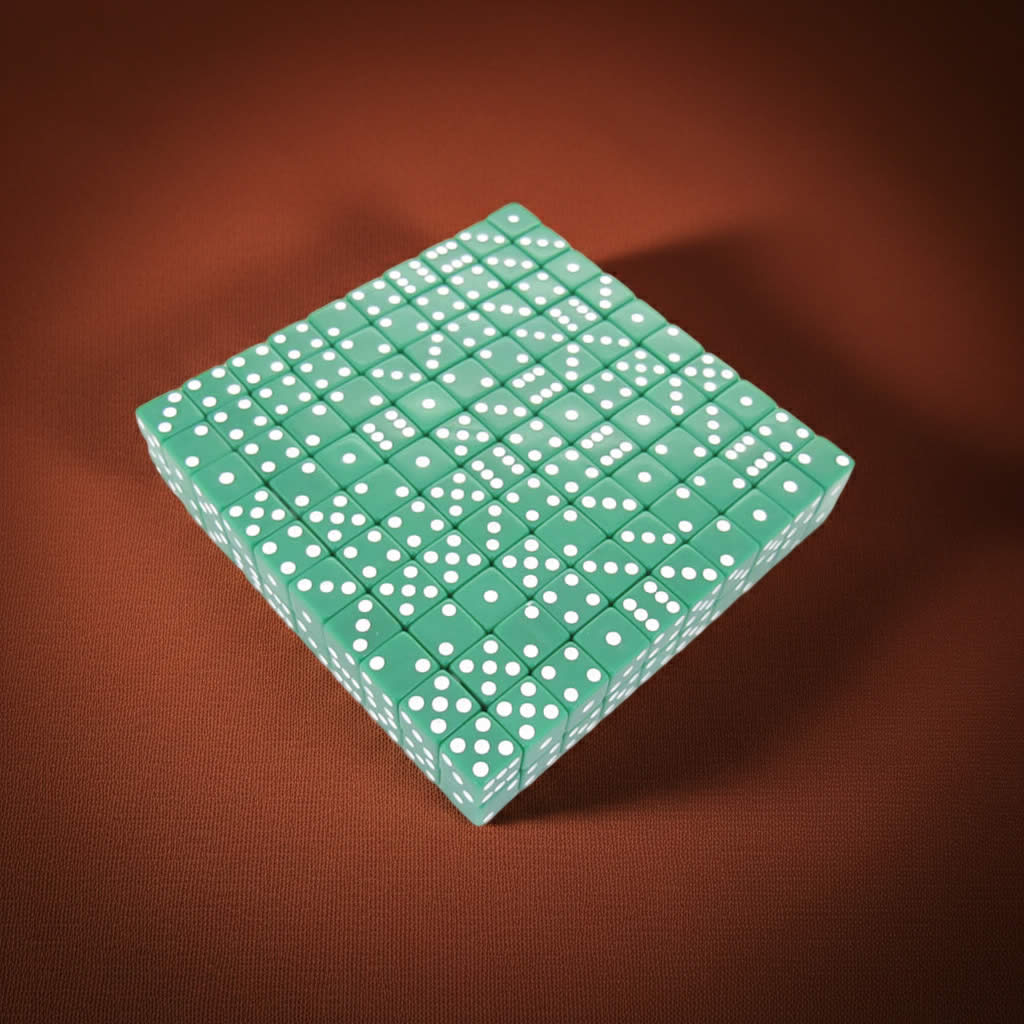 KOP01982 Green Opaque Dice with White Pips D6 16mm (5/8in) Bulk Pack of 200 Dice