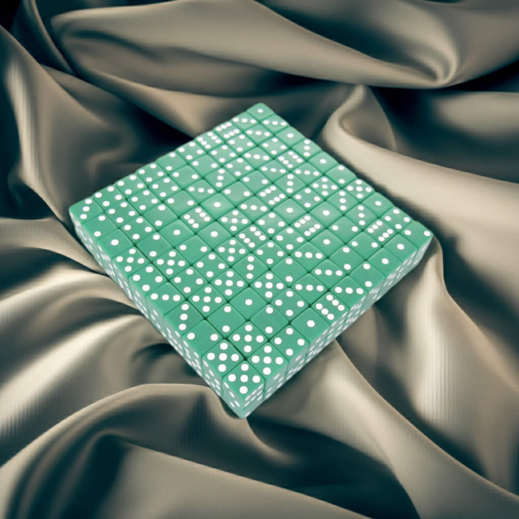 KOP01982 Green Opaque Dice with White Pips D6 16mm (5/8in) Bulk Pack of 200 Dice