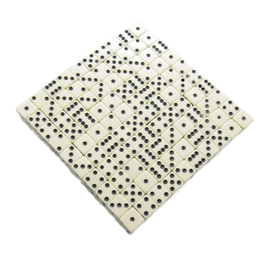KOP01983 Ivory Opaque Dice with Black Pips D6 16mm (5/8in) Bulk Pack of 200 Dice