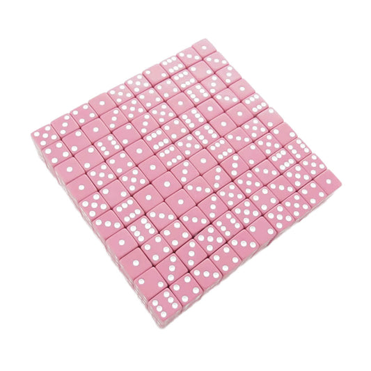 KOP01984 Pink Opaque Dice with White Pips D6 16mm (5/8in) Bulk Pack of 200 Dice