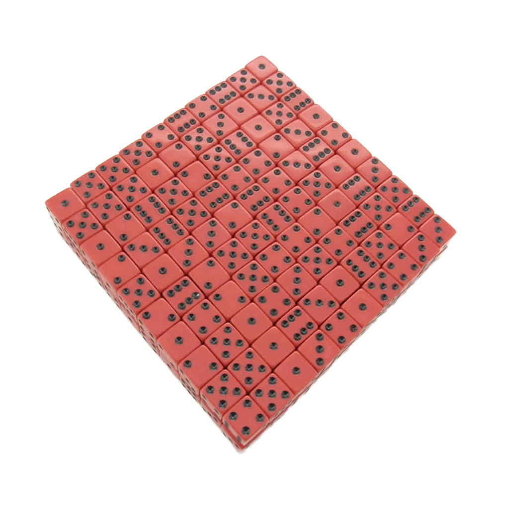 KOP01987 Red Opaque Dice with Black Pips D6 16mm (5/8in) Bulk Pack of 200 Dice