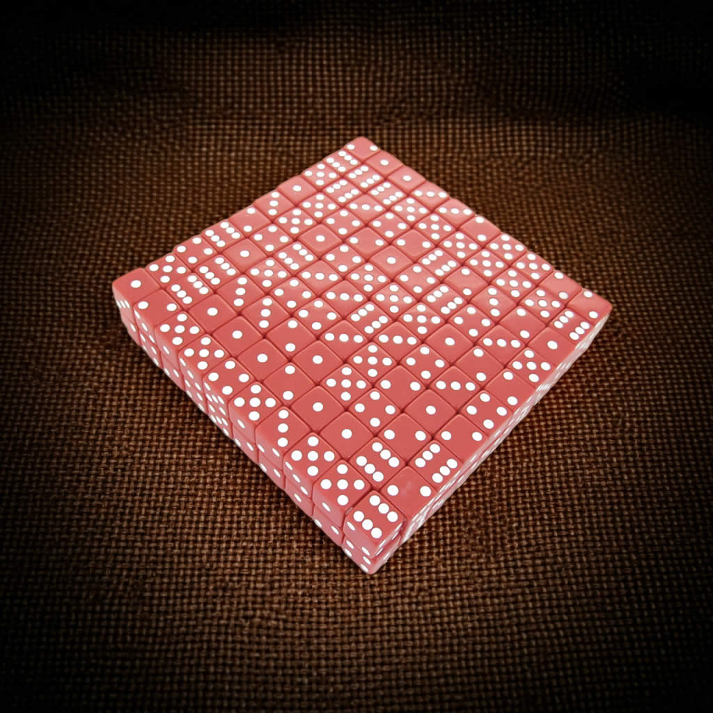 KOP01988 Red Opaque Dice with White Pips D6 16mm (5/8in) Bulk Pack of 200 Dice