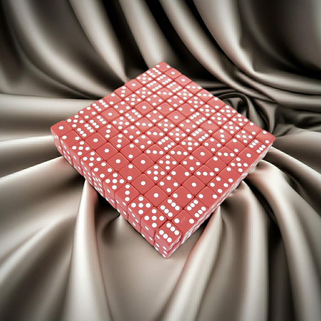 KOP01988 Red Opaque Dice with White Pips D6 16mm (5/8in) Bulk Pack of 200 Dice