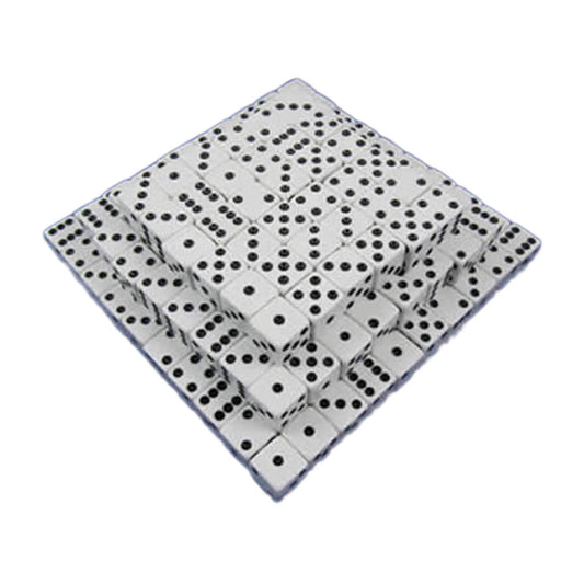 KOP01990 White Opaque Dice with Black Pips D6 16mm (5/8in) Bulk Pack of 200 Dice