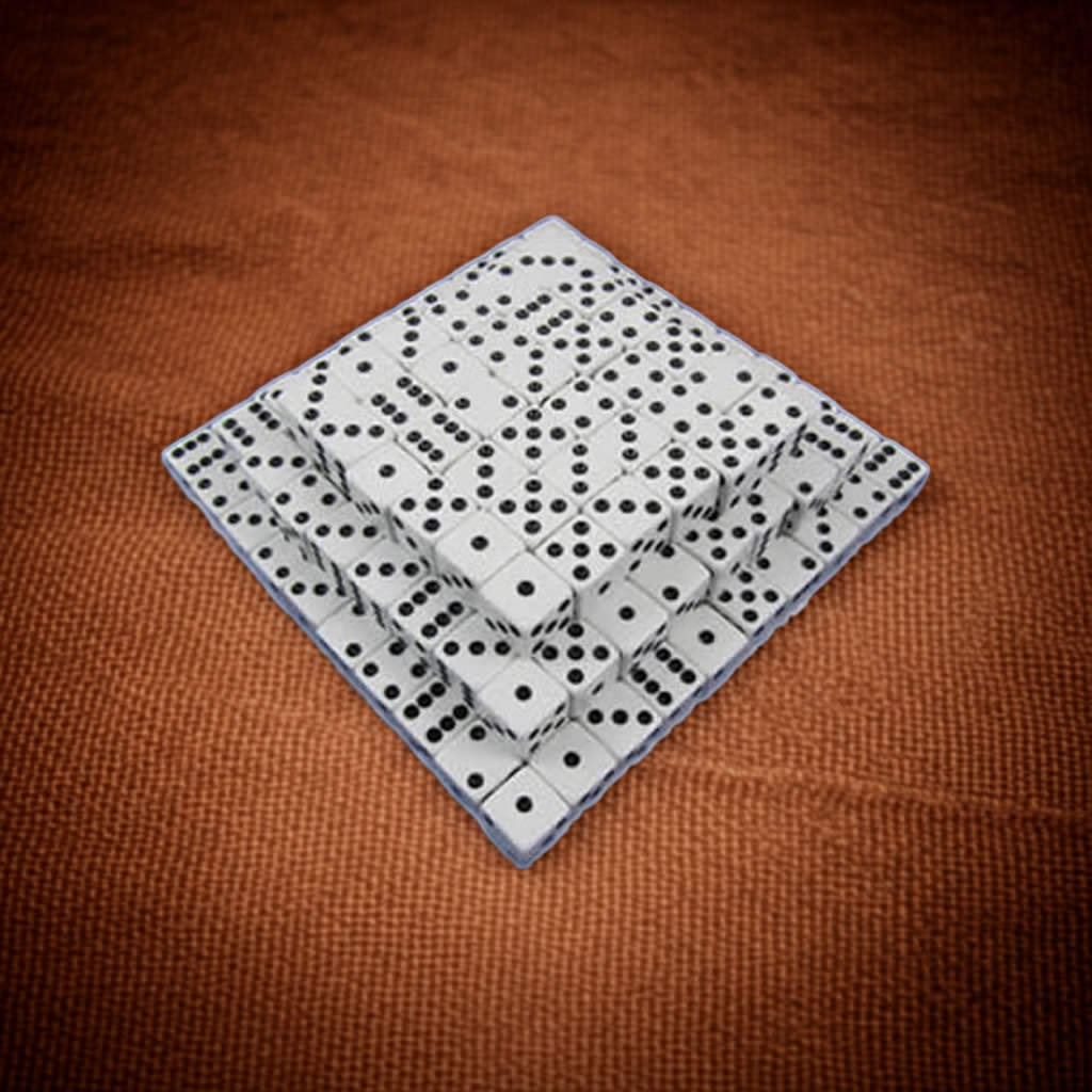 KOP01990 White Opaque Dice with Black Pips D6 16mm (5/8in) Bulk Pack of 200 Dice