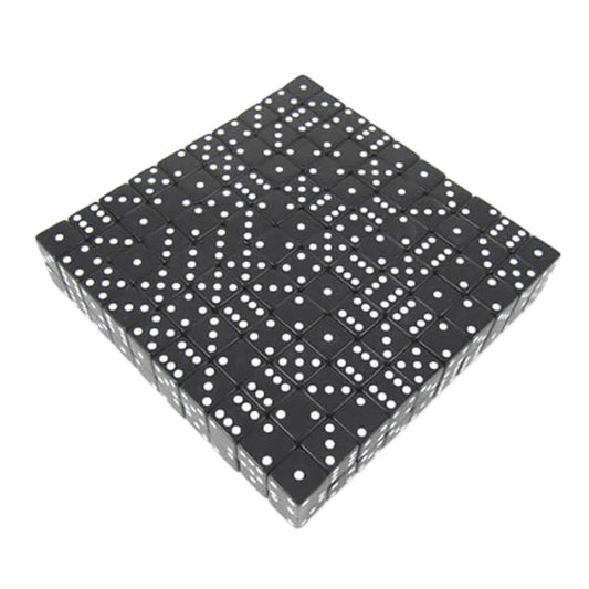 KOP02096 Black Opaque Dice White Pips D6 19mm (3/4in) Bulk Pack of 200