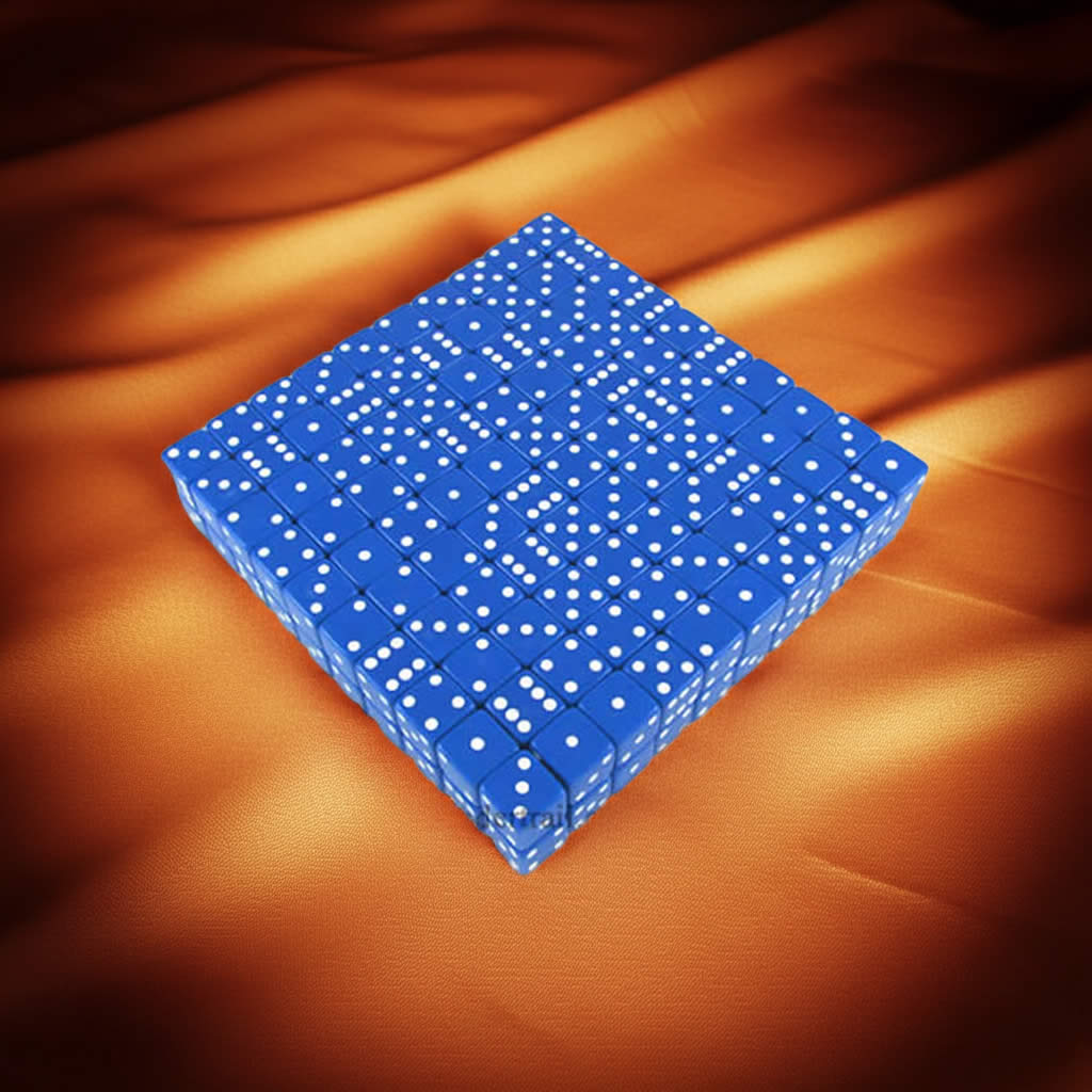 KOP02097 Blue Opaque Dice with White Pips D6 19mm (3/4in) Bulk Pack of 200 Dice