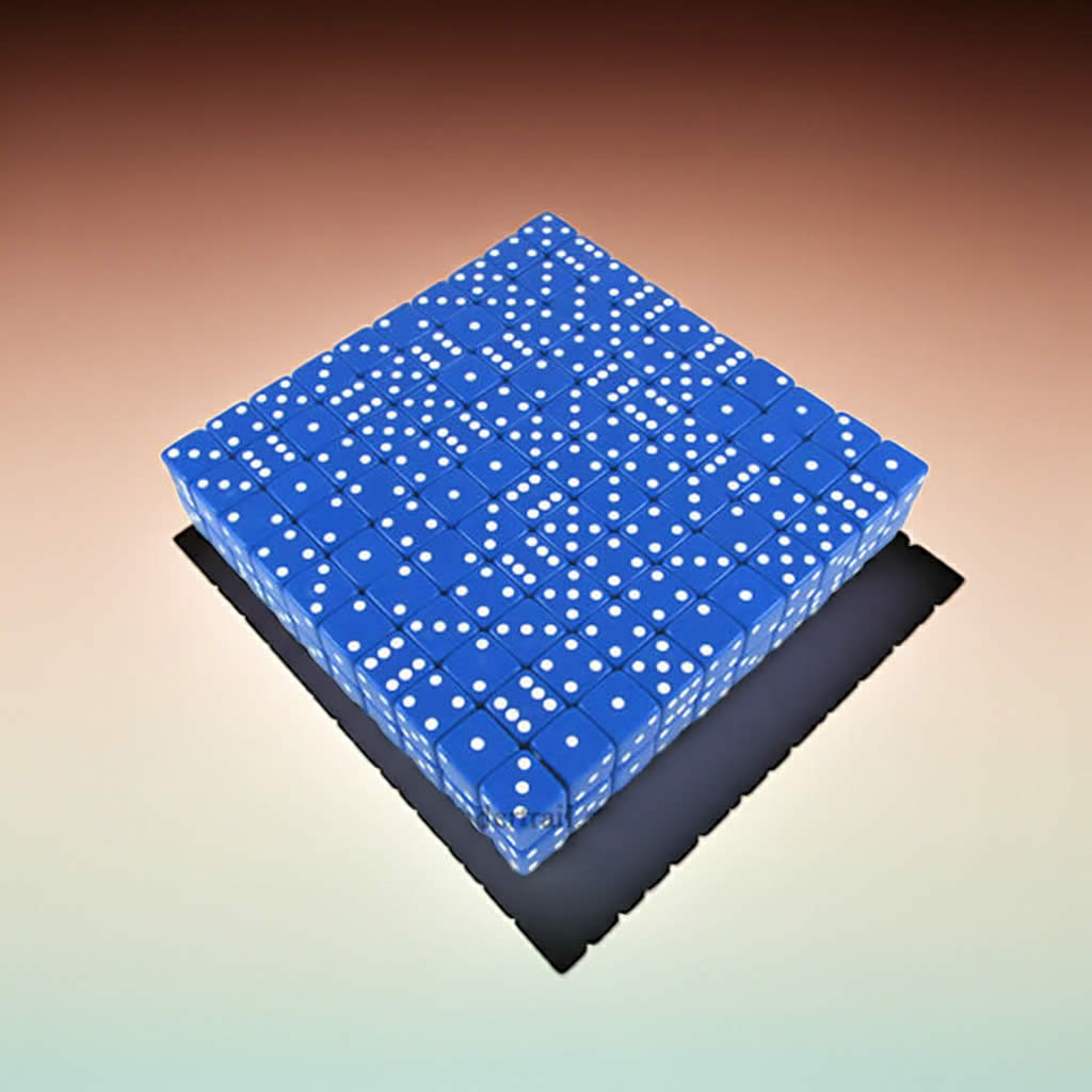 KOP02097 Blue Opaque Dice with White Pips D6 19mm (3/4in) Bulk Pack of 200 Dice