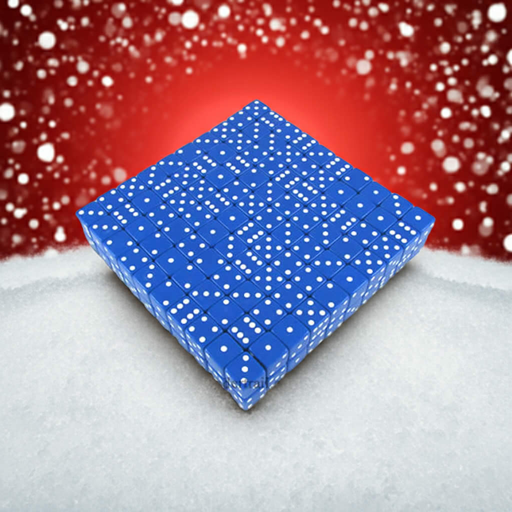 KOP02097 Blue Opaque Dice with White Pips D6 19mm (3/4in) Bulk Pack of 200 Dice