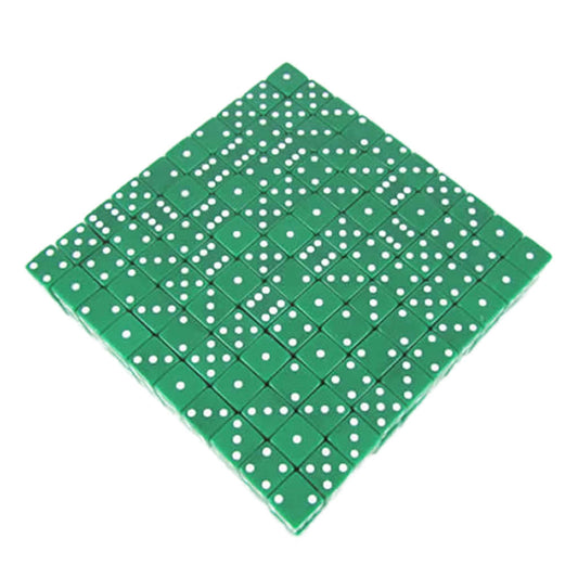 KOP02098 Green Opaque Dice with White Pips D6 19mm (3/4in) Bulk Pack of 200 Dice