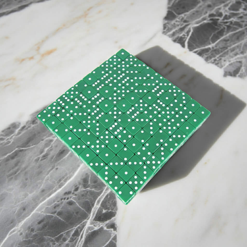 KOP02098 Green Opaque Dice with White Pips D6 19mm (3/4in) Bulk Pack of 200 Dice