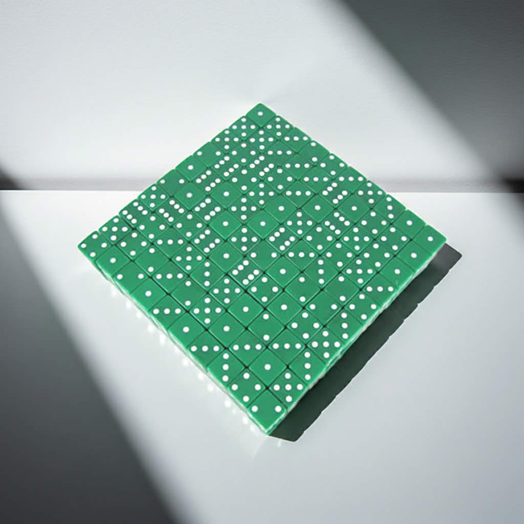 KOP02098 Green Opaque Dice with White Pips D6 19mm (3/4in) Bulk Pack of 200 Dice