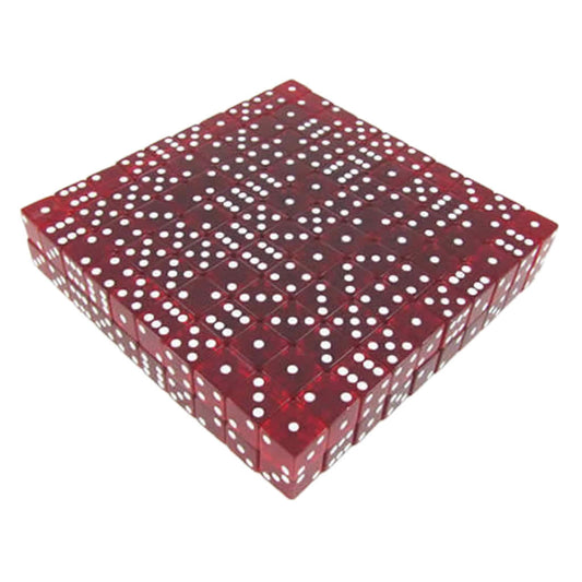 KOP02116 Red Transparent Dice with White Pips D6 19mm (3/4in) Bulk Pack of 200 Dice