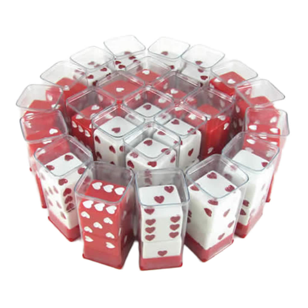 KOP03933 Sweetheart Dice Red and White D6 25mm (1in) Pack of 24 pair of Dice