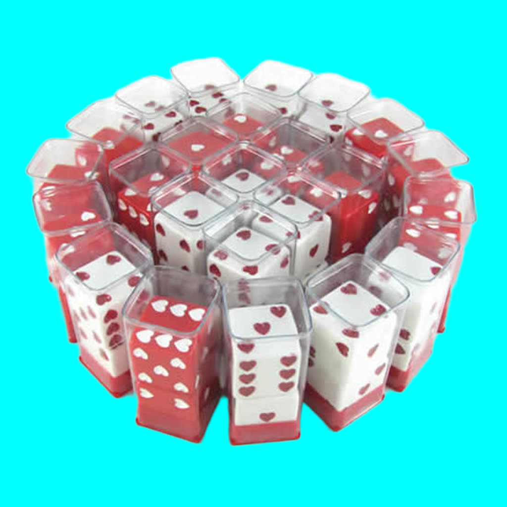 KOP03933 Sweetheart Dice Red and White D6 25mm (1in) Pack of 24 pair of Dice