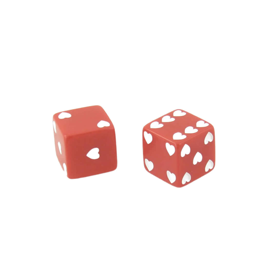 KOP03935 Red Sweetheart Dice with White Hearts D6 25mm (1in) Pack of 2 Dice