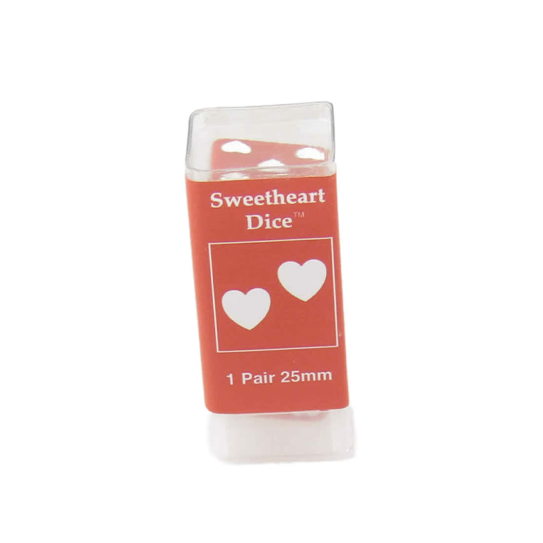 KOP03935 Red Sweetheart Dice with White Hearts D6 25mm (1in) Pack of 2 Dice