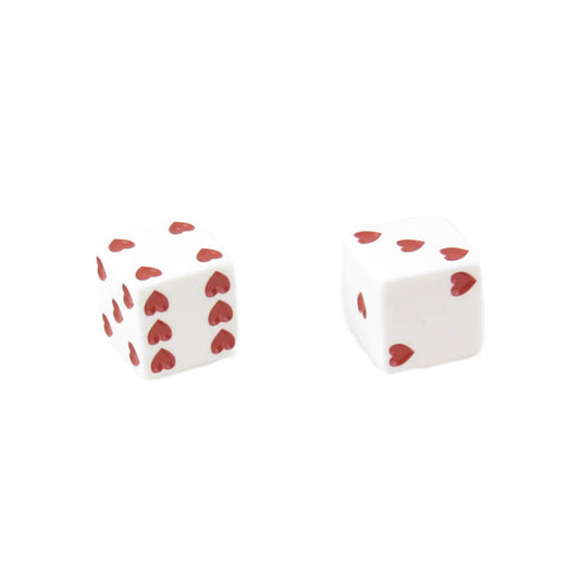 KOP03936 White Sweetheart Dice with Red Hearts D6 25mm (1in) Pack of 2 Dice