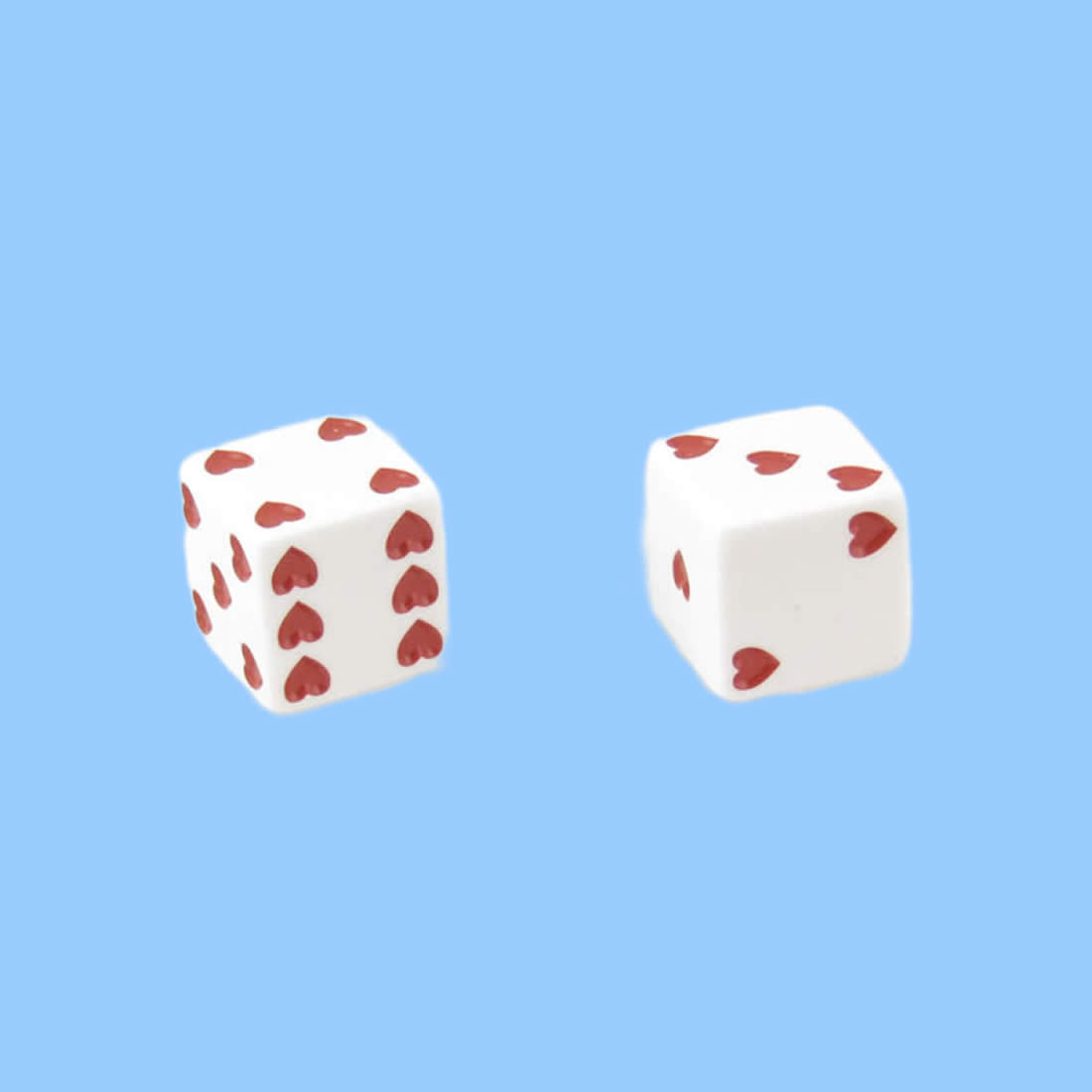 KOP03936 White Sweetheart Dice with Red Hearts D6 25mm (1in) Pack of 2 Dice