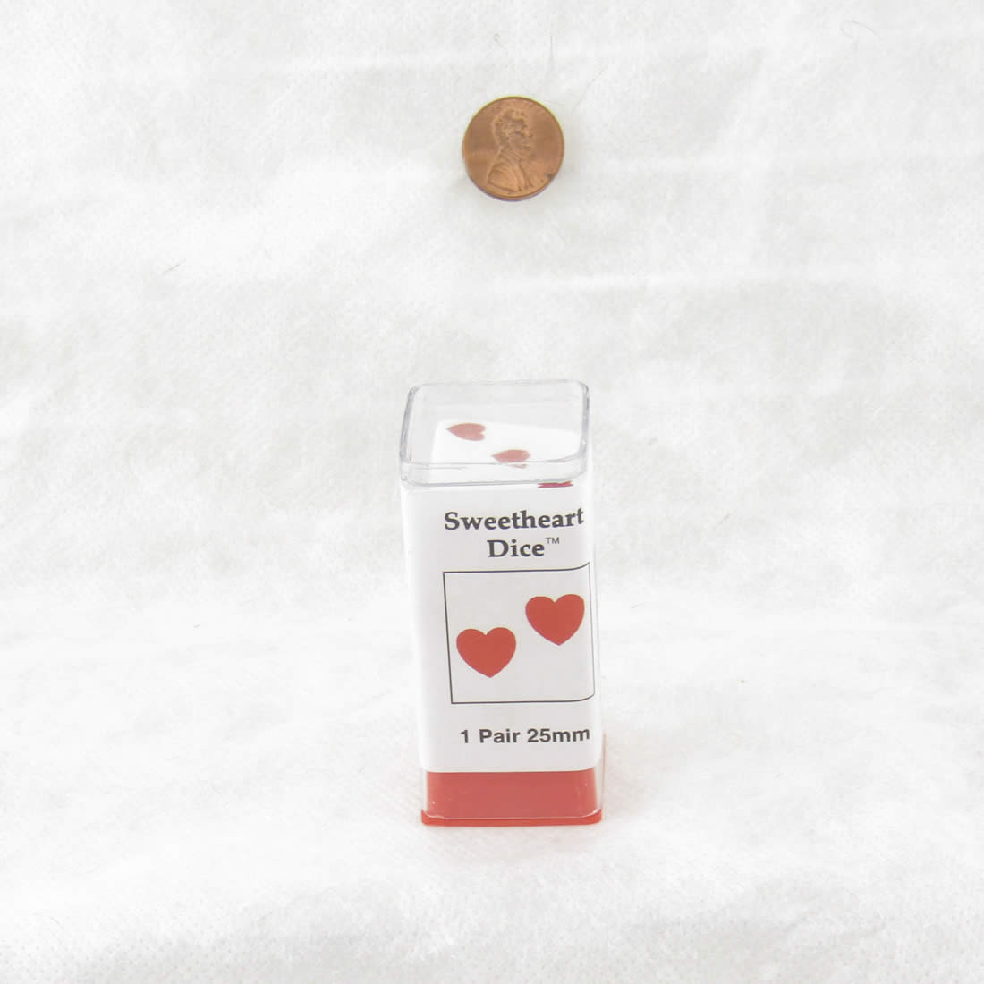 KOP03936 White Sweetheart Dice with Red Hearts D6 25mm (1in) Pack of 2 Dice