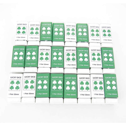 KOP03941 Lucky Dice Green and White D6 25mm (1in) Pack of 24 pair of Dice