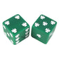 KOP03943 Green Lucky Dice with White Clovers D6 25mm (1in) Pack of 2 Dice