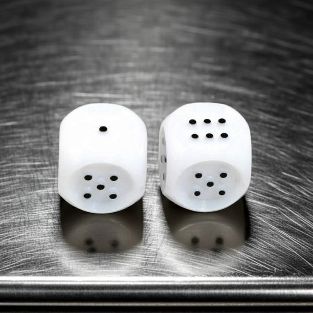 KOP03999 White Tactile Dice with Raised Black Pips D6 20mm (25/32in) Pack of 2 Dice