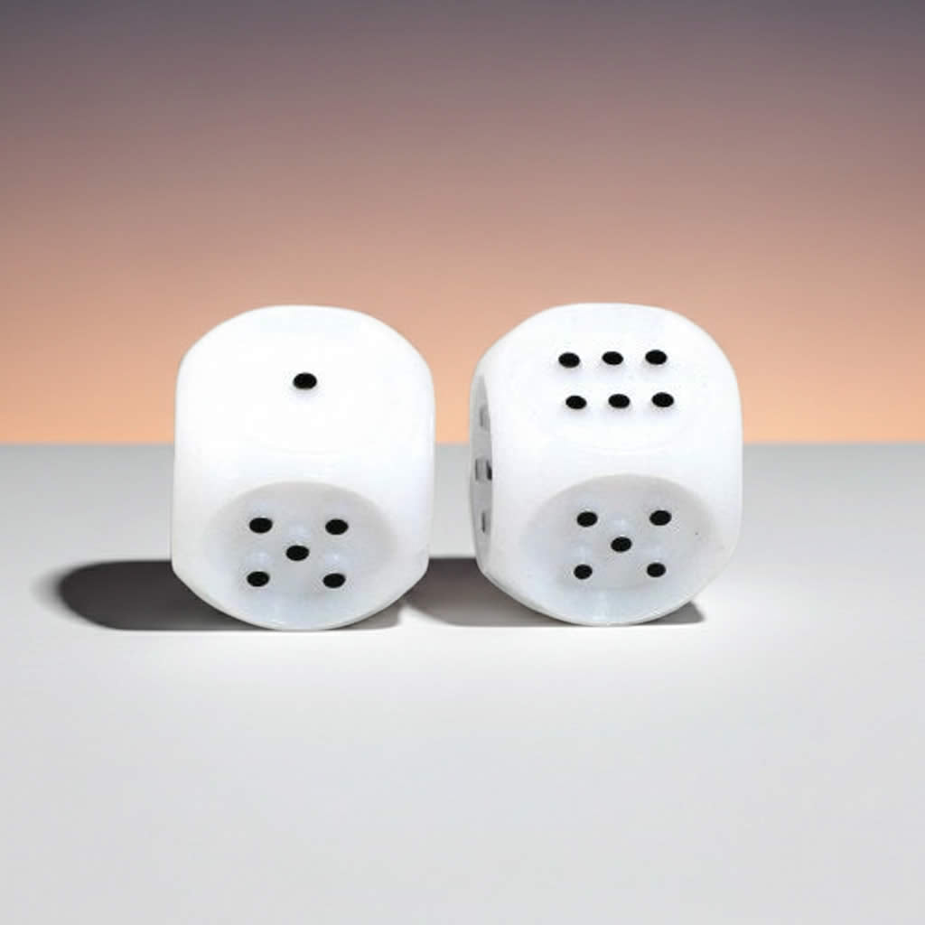 KOP03999 White Tactile Dice with Raised Black Pips D6 20mm (25/32in) Pack of 2 Dice