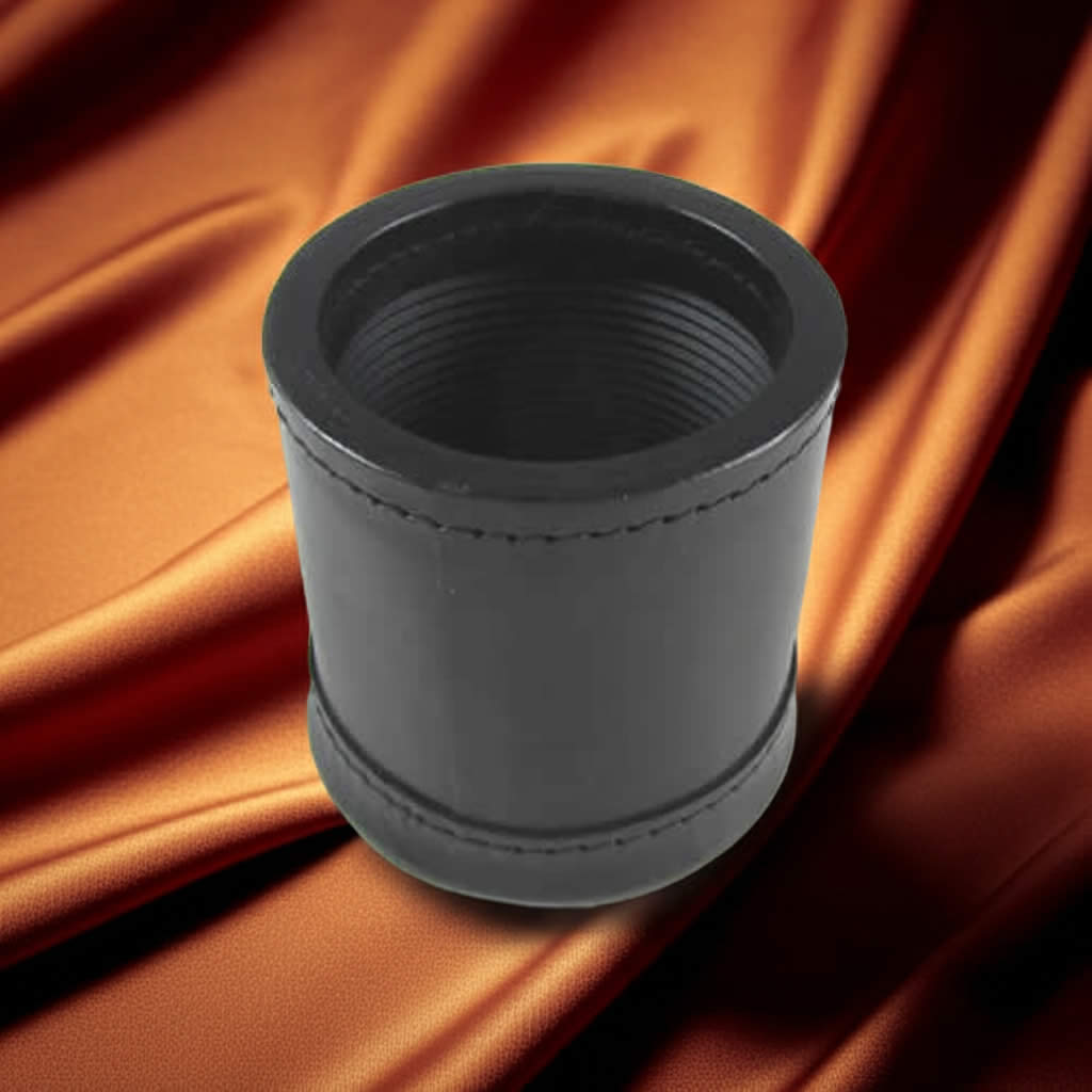 KOP04153 Leather Dice Cup 3.45in Diameter Ribbed Cloth Lined Interior