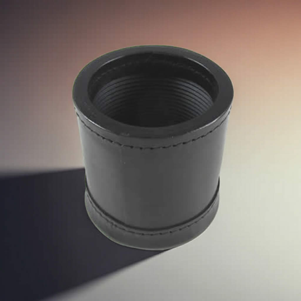KOP04153 Leather Dice Cup 3.45in Diameter Ribbed Cloth Lined Interior