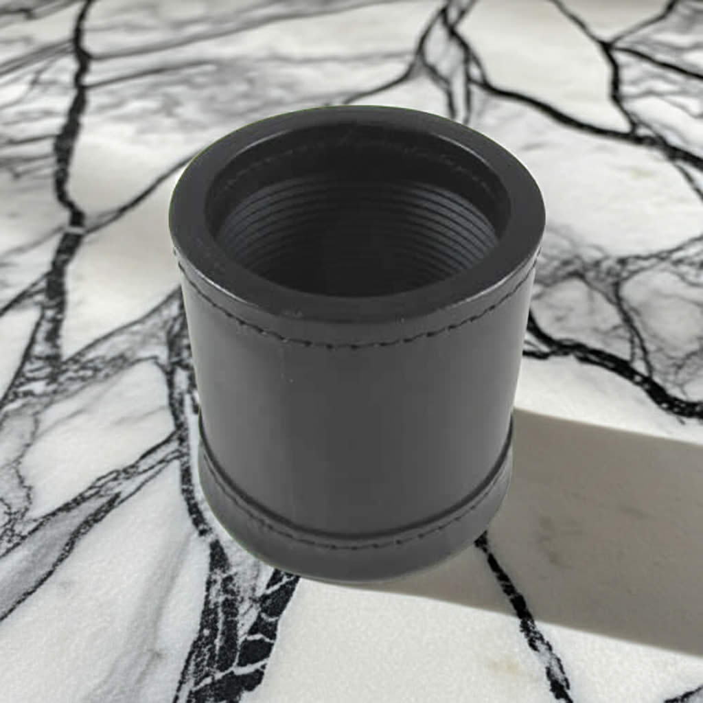 KOP04153 Leather Dice Cup 3.45in Diameter Ribbed Cloth Lined Interior