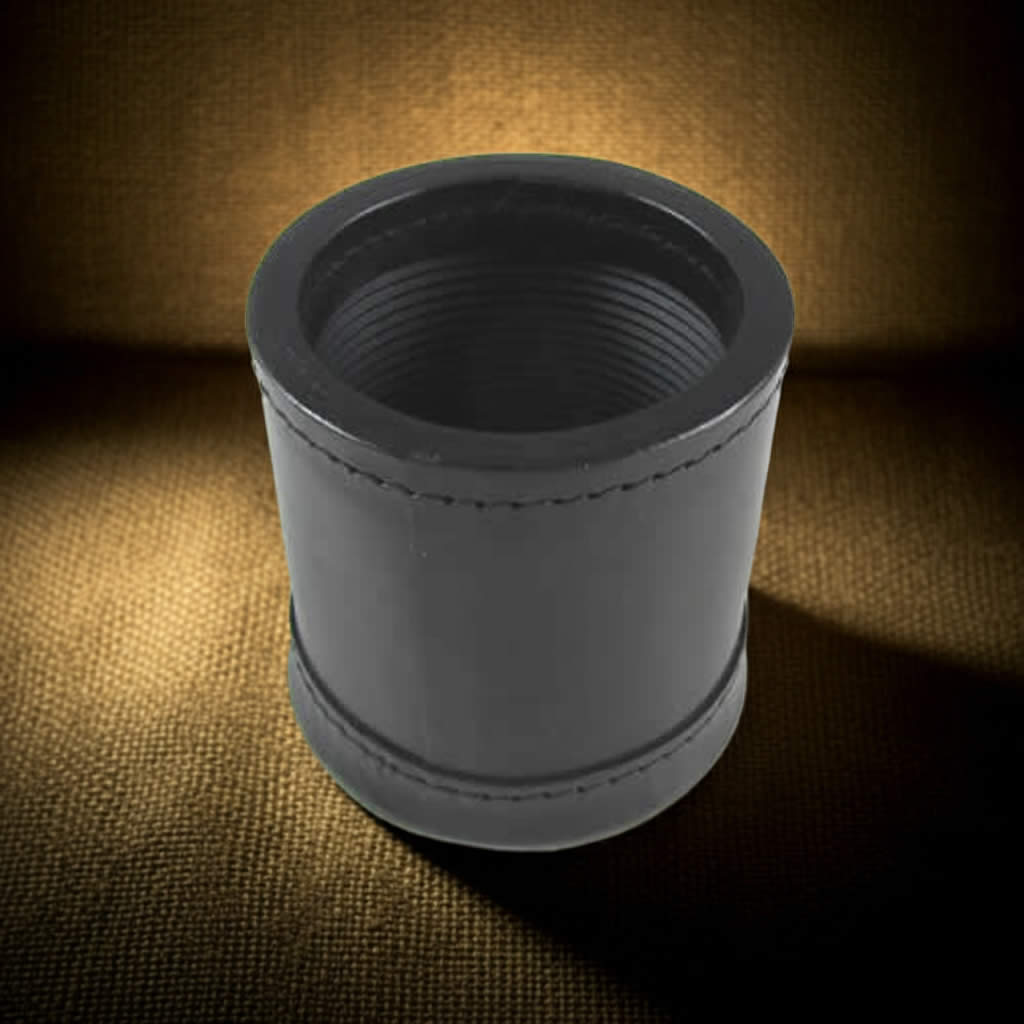 KOP04153 Leather Dice Cup 3.45in Diameter Ribbed Cloth Lined Interior