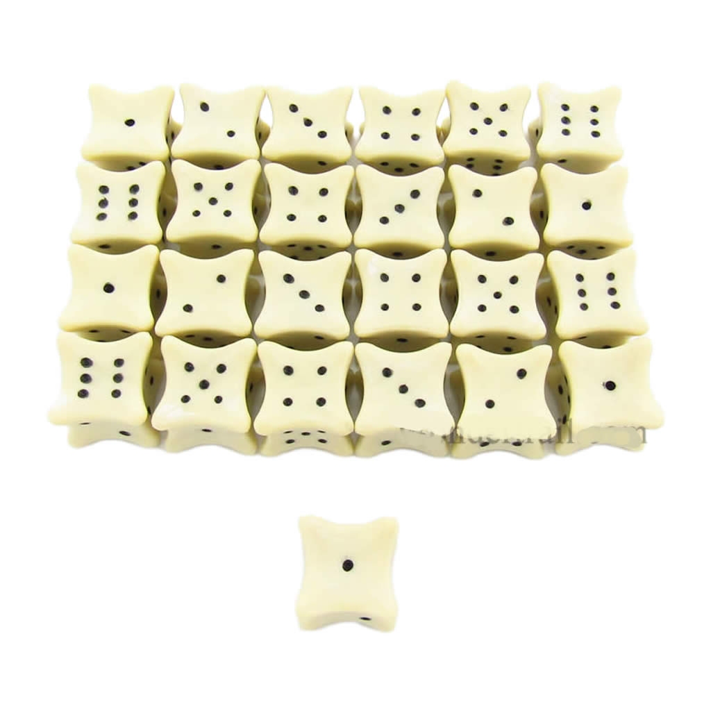 KOP04847 Bone Dice with Black Pips D6 18mm (23/32in) Pack of 25 Dice