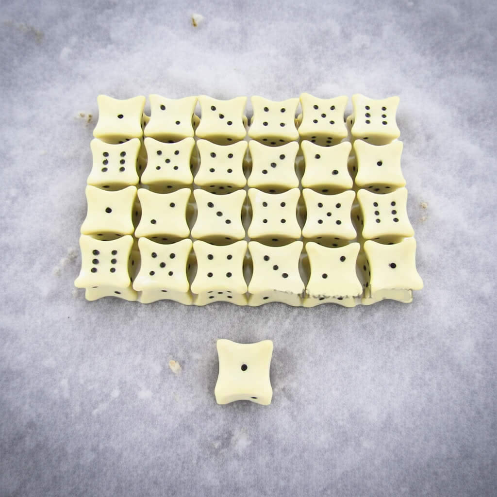 KOP04847 Bone Dice with Black Pips D6 18mm (23/32in) Pack of 25 Dice