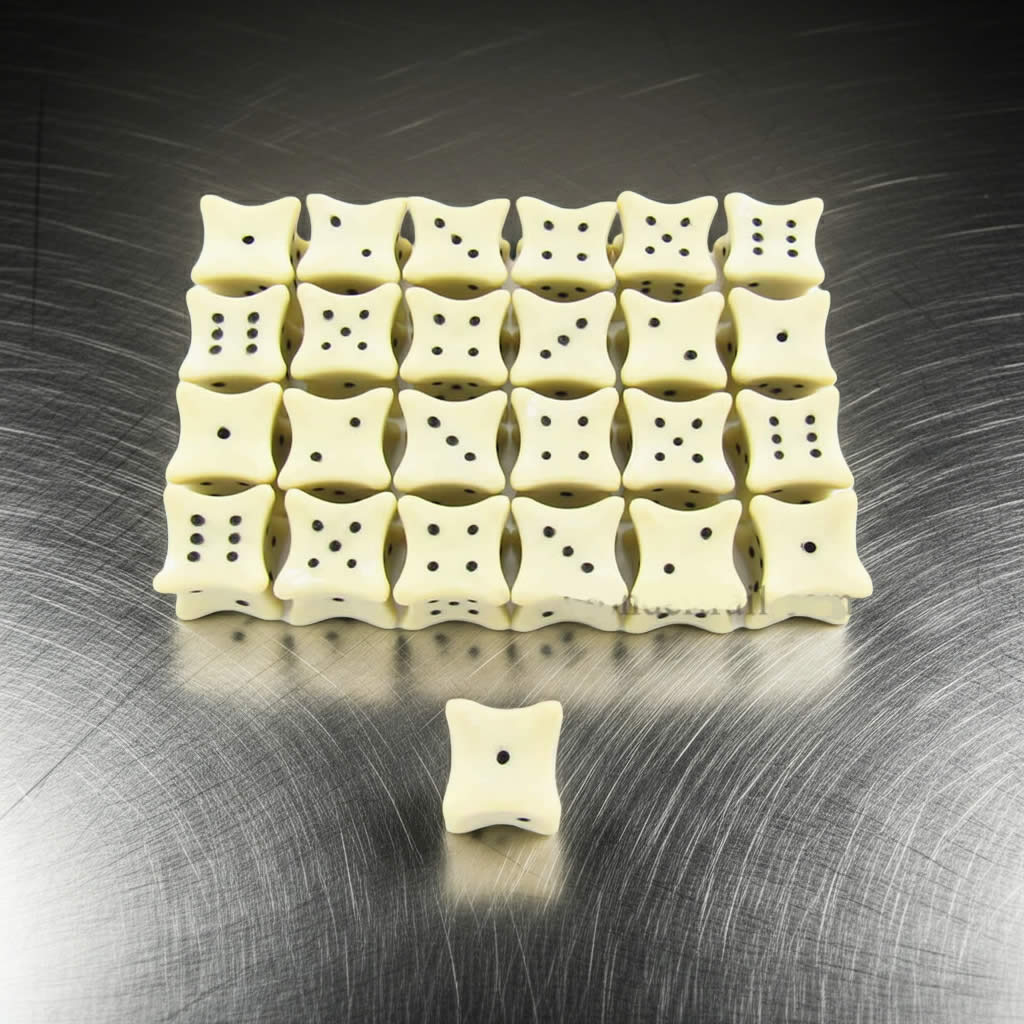 KOP04847 Bone Dice with Black Pips D6 18mm (23/32in) Pack of 25 Dice