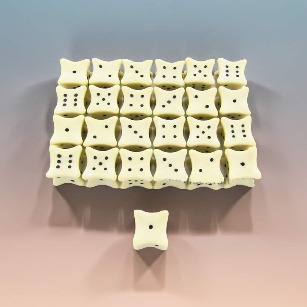 KOP04847 Bone Dice with Black Pips D6 18mm (23/32in) Pack of 25 Dice