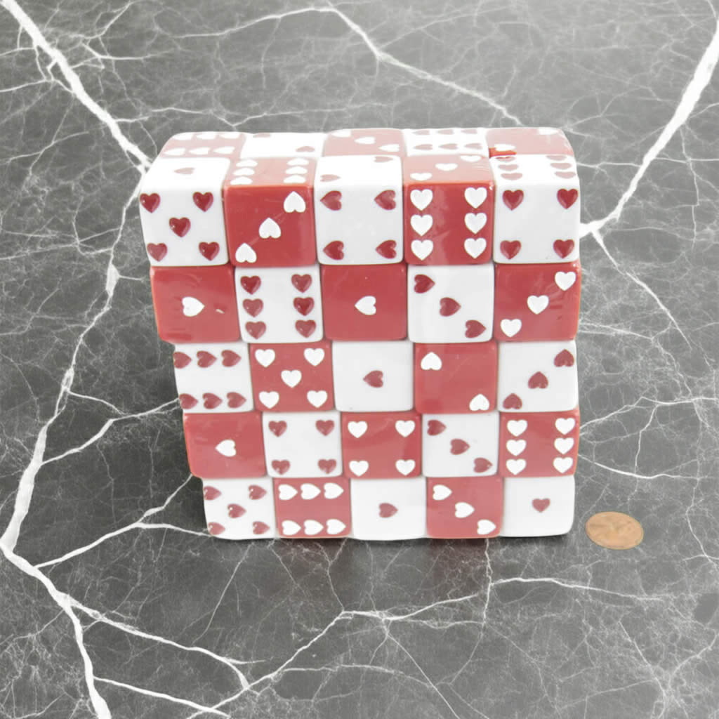KOP04873 Sweetheart Dice Red and White D6 25mm (1in) Pack of 50 Dice